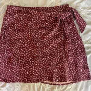 Copper Key Burgundy Floral Mini Skirt